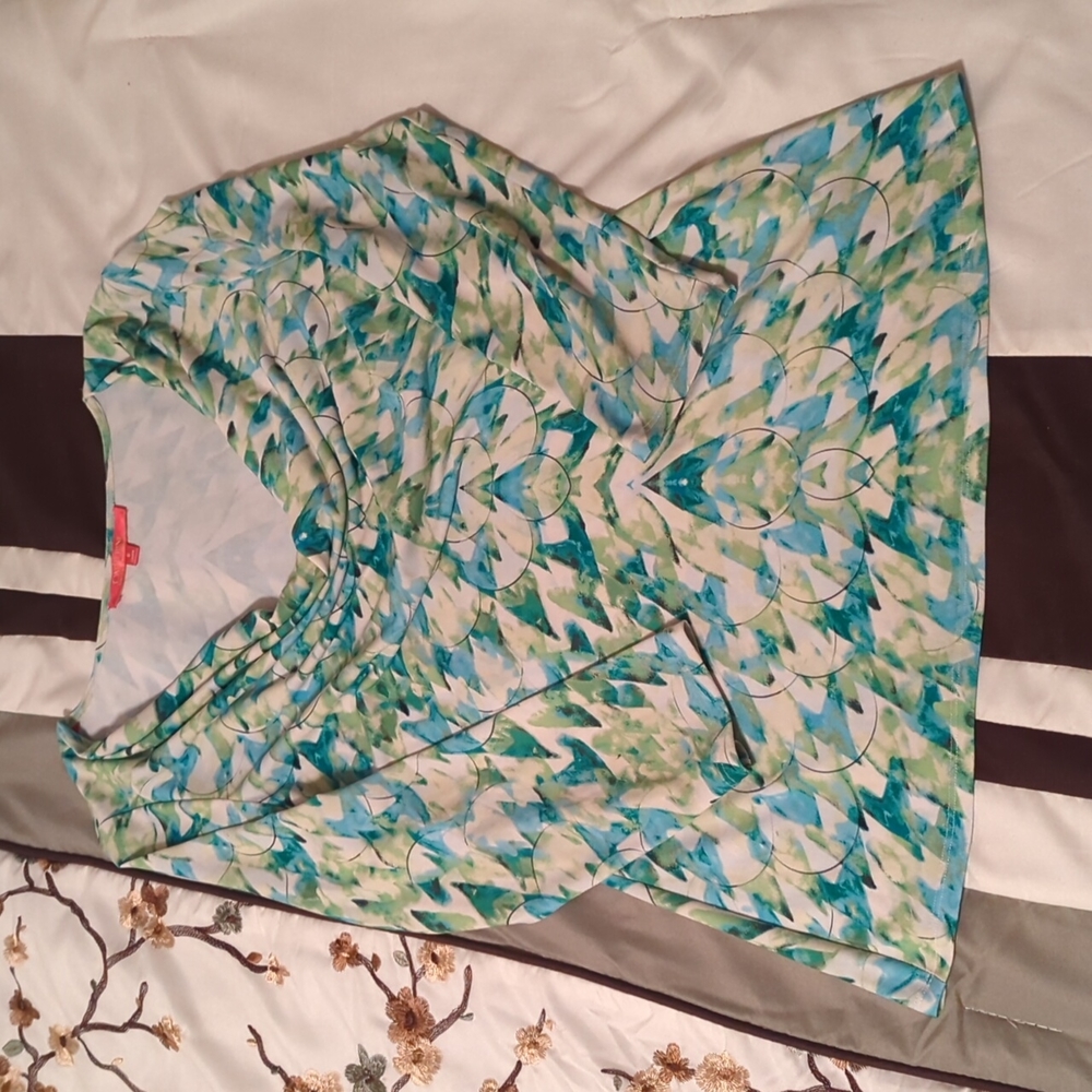 Catherine Malandrino blue/green drape neck top